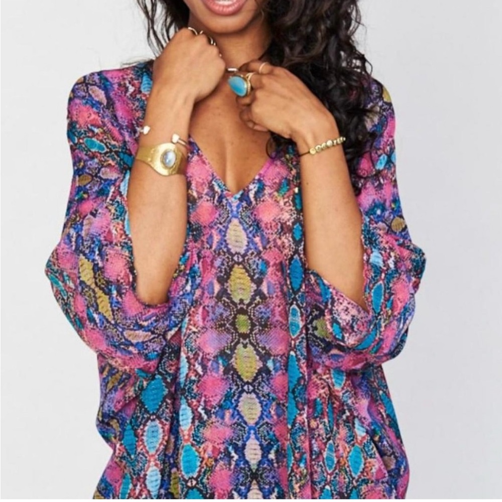 Show Me Your Mumu Colorful Snakeskin Print Women's Top Tunic Coverup Size M